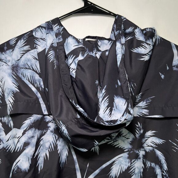 Forever 21 Men Full Zip Hooded Windbreaker Jacket Mens Size Medium Blue Tropical - Picture 13 of 13